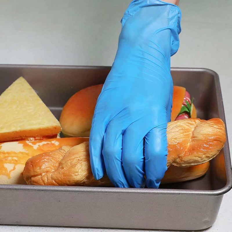 COYACOOL Disposable Gloves Large, Nitrile and Vinyl Blend Material Gloves, Latex Free, 4 Mil,100 Pc. - Food Grade Glove for Cleaning, Food Prep,Hair Dye,Tattoo, Blue - Image 5
